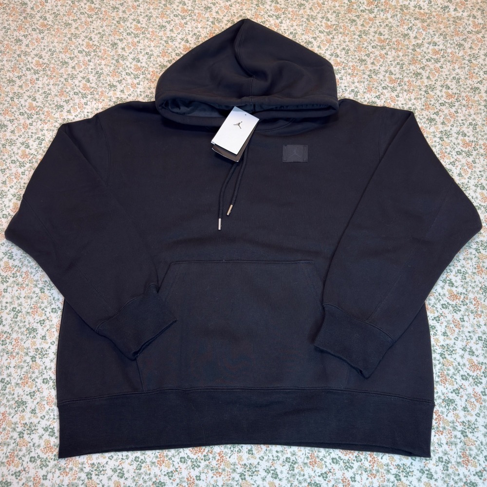 Nike Air Jordan Essential Fleece Hoodie Black Womens Medium Loose Fit Brand New